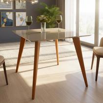 Mesa de Jantar Tampo Quadrado com Vidro 90cm Slim Casa Uai Fendi Mesa de Jantar Tampo Quadrado com Vidro 90cm Slim Casa Uai Fendi