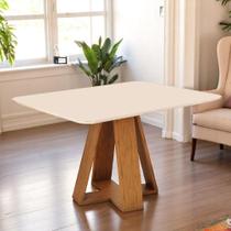 Mesa De Jantar Tampo Retangular Chanfrado Curvo Mad/vid 120 X 90cm Kiara Freijó Off White- Mabe Magazine