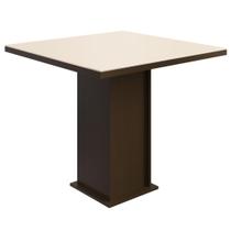 Mesa de Jantar Tampo Vidro Brooklyn 90x90cm Para 4 Lugares Tabaco/Off White Espresso Móveis