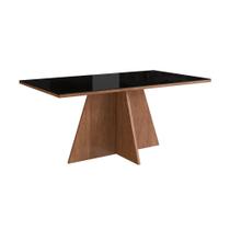 Mesa de Jantar Tampo Vidro Denver Para 6 Lugares 160x90cm Sem Cadeiras Canela/Preto Espresso Móveis