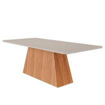 Mesa De Jantar Tampo Vidro/Mdf 210X100Cm Retangular 8 Lugares Helena Cimol