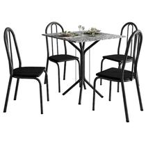Mesa de Jantar Thais 70x70 cm com Granito Ocre Itabira com 4 Cadeiras 050 Preto Artefamol