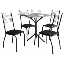 Mesa de Jantar Thais 70x70 cm com Granito Ocre Itabira com 4 Cadeiras 063 Preto - Artefamol Mesa de Jantar Thais 70x70 cm com Granito Ocre Itabira com 4 Cadeiras 063 Preto - Artefamol