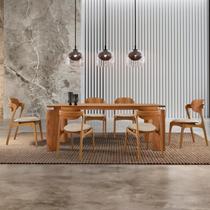 Mesa de Jantar Tokyo Tampo 180cm Madeira Laminado com 6 Cadeiras Celeste Gold