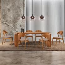 Mesa de Jantar Tokyo Tampo 180cm Madeira Laminado com 6 Cadeiras Celeste Gold