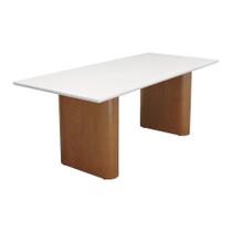 Mesa de Jantar Toscana Retangular - Amêndoa Tampo 220x90cm Branco/Vidro Off-White Mesa de Jantar Toscana Retangular - Amêndoa Tampo 220x90cm Branco/Vidro Off-White