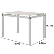 Mesa de Jantar Tubular 4 Lugares Malva Tampo Vidro Temperado 107cm Branco - Movelpolo