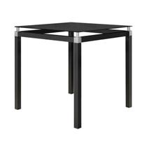 Mesa de Jantar Tubular 4 Lugares Malva Tampo Vidro Temperado 75cm SF Preto - Movelpolo