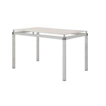 Mesa de Jantar Tubular 6 Lugares Malva Tampo Vidro Temperado 140cm Branco - Movelpolo