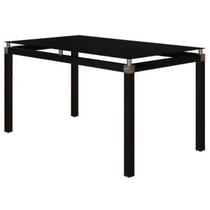 Mesa de Jantar Tubular 6 Lugares Malva Tampo Vidro Temperado 140cm SF Preto - Combo Stock