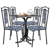 Mesa de jantar Tubular Bahia Quadrada de 75x75 com 4 cadeiras Pedra de Granito - SerraTubos