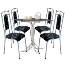 Mesa de jantar Tubular Bahia Quadrada de 75x75 com 4 cadeiras Pedra de Granito - SerraTubos - Serra Tubos