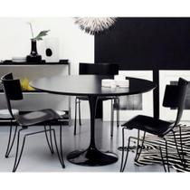Mesa de Jantar Tulipa Redonda 100cm Laqueada Preto