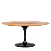 Mesa de jantar tulipa saarinen base preta tampo amadeirado 2,44cm oval