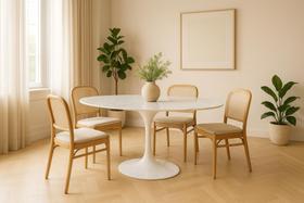 Mesa de Jantar Tulipa Saarinen com Tampo de Mármore Espirito Santo Oval 120x80cm