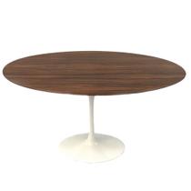 Mesa De Jantar Tulipa Saarinen Oval 120x80 cm Madeira Base Branca - Eero Saarinen