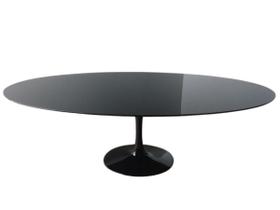 Mesa de Jantar Tulipa Saarinen Oval 160x90 cm Laqueada + Vidro