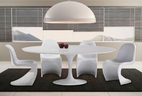 Mesa de Jantar Tulipa Saarinen Oval 160x90 cm Tampo Laca Branco Base Branco