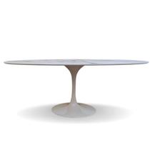 Mesa de Jantar Tulipa Saarinen Oval 160x90cm testurizado marmore - Modelar Art Moveis
