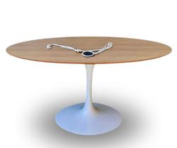 Mesa de Jantar Tulipa Saarinen Oval 180x100Cm Base Branca Tampo Jade