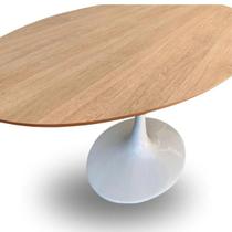 Mesa de Jantar Tulipa Saarinen Oval 198x122Cm Base Branca Tampo Jade