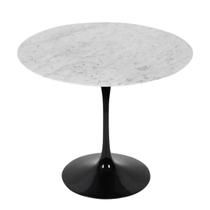 Mesa de Jantar Tulipa Saarinen Redonda 120 cm Mármore Carrara Base Preto