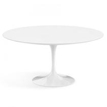 Mesa de Jantar Tulipa Saarinen Redonda 130 cm + Vidro - Laqueada