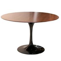 Mesa De Jantar Tulipa Saarinen Redonda 90 Cm Tampo Imbuia Base Preta