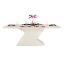 Mesa De Jantar Turquesa Tampo Curvo Off White Dj Móveis