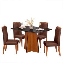 Mesa de Jantar Vanda 120cm Com 4 Cadeiras Yasmin D04 Freijó/Preto/Veludo Moca - Mpozenato