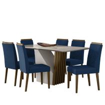 Mesa de Jantar Veneza 160x90 com 6 Cadeiras Caroline - New Ceval