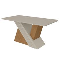 Mesa de Jantar Vênus 170 cm Amêndoa Clean Off White Tampo com Vidro Lopas Mesa de Jantar Vênus 170 cm Amêndoa Clean Off White Tampo com Vidro Lopas