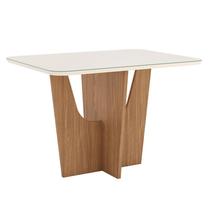 Mesa de Jantar Vértice 120 cm Canto Arredondado com Vidro Nature Off White Henn