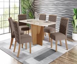 Mesa de Jantar Vertice 180 C. Vidro 6 Cad. Malu Amendoa - Henn Mesa de Jantar Vertice 180 C. Vidro 6 Cad. Malu Amendoa - Henn