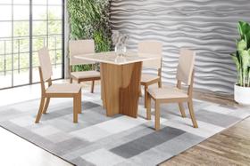 Mesa de Jantar Vertice 90 C. Vidro 4 Cad. Milla Linho - Henn