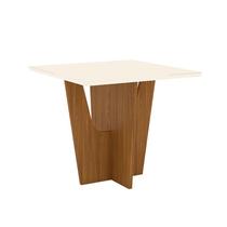 Mesa de Jantar Vértice 90 cm Tampo Reto com Vidro Nature Off White Henn