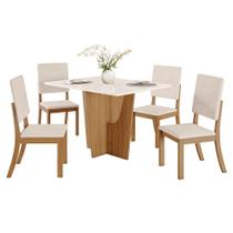 Mesa de Jantar Vértice Tampo de MDF com 4 Cadeiras Milla - Móveis Henn