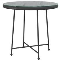Mesa de jantar vidaXL em aço temperado preto com 80 cm de diâmetro.