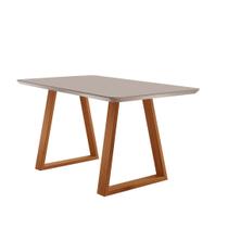 Mesa de Jantar Viena Madeira Maciça 140X80cm Tampo Retângular Vidro Móveis Minas