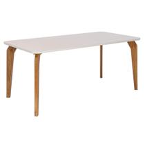 Mesa de Jantar Vitória 180x90 Tampo Vidro Temperado Base Madeira Cinamomo