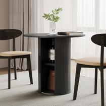 Mesa de Jantar Weselon Redonda 80cm com Armazenamento de 2 Níveis Preta Mesa de Jantar Weselon Redonda 80cm com Armazenamento de 2 Níveis Preta