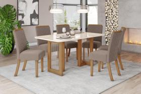 Mesa de Jantar Yara 160 C. Vidro 6 Cad. Malu Amendoa - Henn