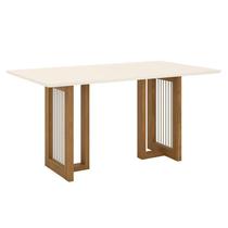 Mesa de Jantar Yara 160 cm Canto Reto sem Vidro Nature Off White - Henn Mesa de Jantar Yara 160 cm Canto Reto sem Vidro Nature Off White - Henn