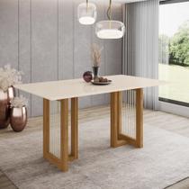 Mesa de Jantar Yara 160 S/ Vidro Nature/Off White - Henn