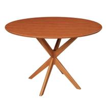 Mesa De Jantar Yara Redonda Tampo Laqueado Com Vidro 108CM TAMPO:CINAMOMO Mesa De Jantar Yara Redonda Tampo Laqueado Com Vidro 108CM TAMPO:CINAMOMO