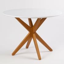 Mesa De Jantar Yara Redonda Tampo Laqueado Com Vidro 108CM TAMPO:OFF WHITE