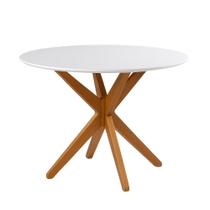 Mesa De Jantar Yara Redonda Tampo Laqueado Com Vidro 90CM TAMPO:OFF WHITE Mesa De Jantar Yara Redonda Tampo Laqueado Com Vidro 90CM TAMPO:OFF WHITE