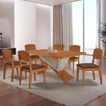 Mesa de Jantar Yasmin 180 Tampo MDF Laminado Canto Copo e 6 Cadeiras Copper Mesa de Jantar Yasmin 180 Tampo MDF Laminado Canto Copo e 6 Cadeiras Copper