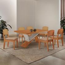 Mesa de Jantar Yasmin 180 Tampo MDF Laminado Canto Copo e 6 Cadeiras Copper Premium Mesa de Jantar Yasmin 180 Tampo MDF Laminado Canto Copo e 6 Cadeiras Copper Premium