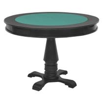 Mesa de Jogos Carteado Victoria 4 Lugares Redonda Tampo Reversível com Gavetas e Porta Copos Preto Fosco G36 - Gran Belo